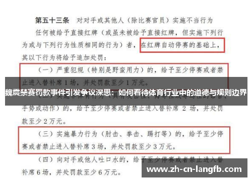 魏震禁赛罚款事件引发争议深思：如何看待体育行业中的道德与规则边界